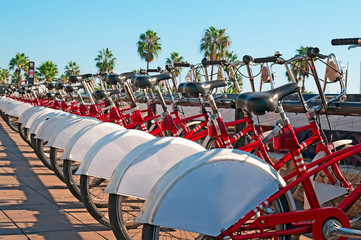Fototapeta premium Public bike rental in Barcelona.