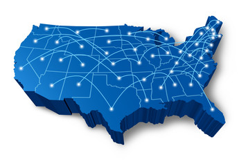 U.S.A 3D map communication network © freshidea