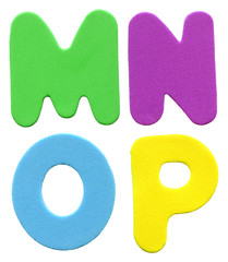 Colorful foam letters