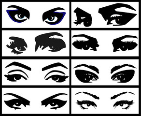 Grunge style eyes set