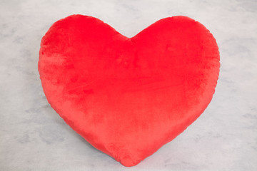 Red pillow with heart shape