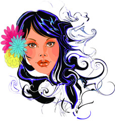 Exotic Hairstyle with Flowers