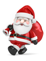 3D Render of Santa Claus carrying bag of gifts