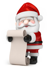 3D Render of Santa Claus holding a list