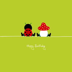 Sitting Ladybug & Fly Agaric 