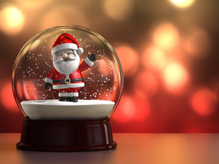 3D Render of snow globe with Santa Claus