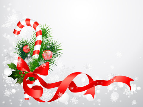 Christmas Background With Candy Cane