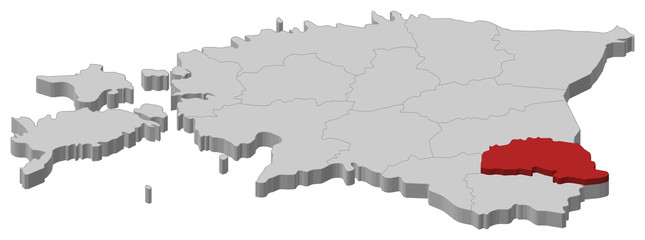 Map of Estonia, Põlva highlighted