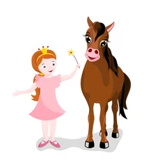 Poster kleine prinses met haar paard © Anikakodydkova
