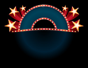 Stars over empty red and blue neon