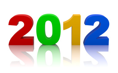 multicolored new year 2012 with clipping path