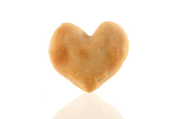 One Heart-shaped cookie with reflection