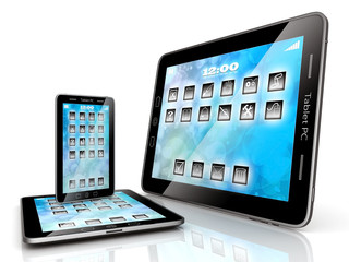 Image of computer technology on a white background isolated