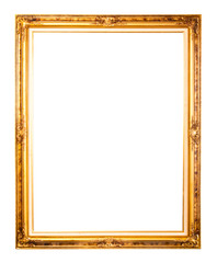 Isolated golden wood Photo Frame on white background