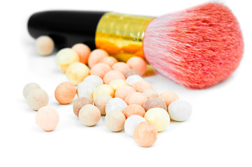 make-up blush and cosmetic brush