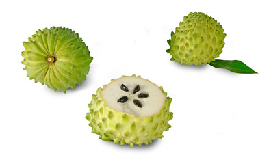 Soursop section isolated on white background