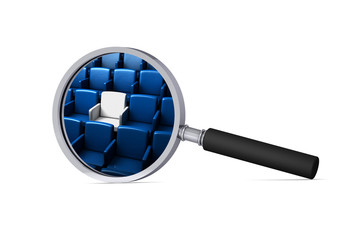 auditorium with one reserved seat in the magnifier/ 3d icon