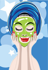 Image of girl who put on chemical peel at a spa