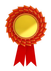 3d illustration of golden award over white background