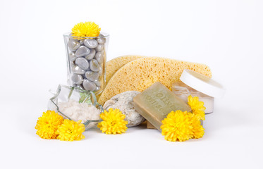 olive oil soap and sponges for spa