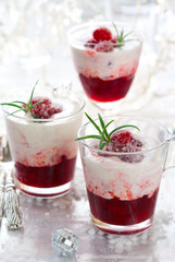 Cranberry dessert with cream
