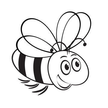 monochrome illustration of cute bee