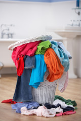 Pile of dirty washing in bathroom