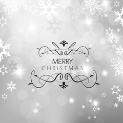 Christmas silver background with snow flakes.