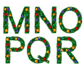 Christmas alphabet isolated on a white background