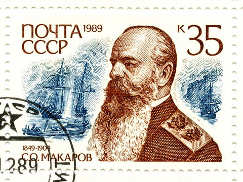 Vintage stamp of Soviet Union - admiral Makarov