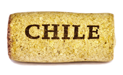 Chile wine cork on white background