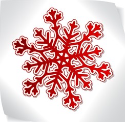 Red paper snowflacke over blank sticker