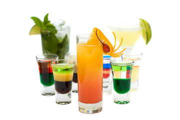 Tequila Sunrise Cocktail on blurred Cocktails Collection backgro