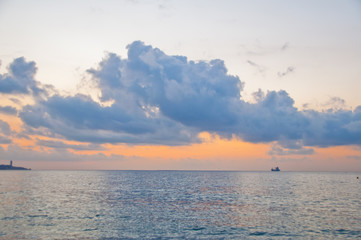 Obraz premium Sunrise on the beach Malagueta, Andalucia