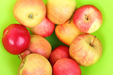 Fresh green, red apples in basket