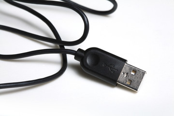 black USB cable isolated.