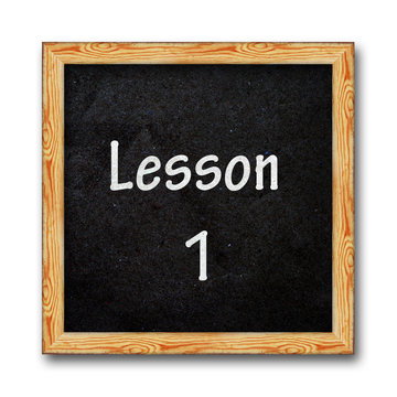 copy lesson 1-5 set, in wooden frame isolated.