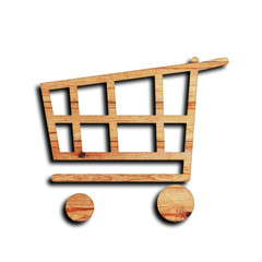shopping cart from wooden craft. isolated