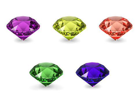 Set of beautiful crystals  isolated on white.