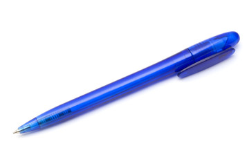 Blue ballpoint pen isolated on white 