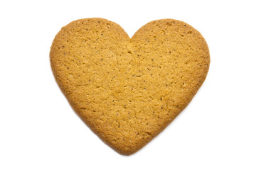 Gingerbread heart isolated on white background