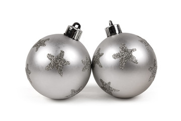 Two silver christmas balls