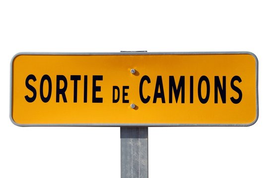 Panneau de chantier ' sortie de camions '