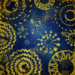 Blue background with abstract floral pattern