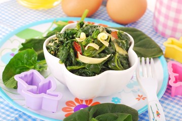 boiled spinach with egg for baby