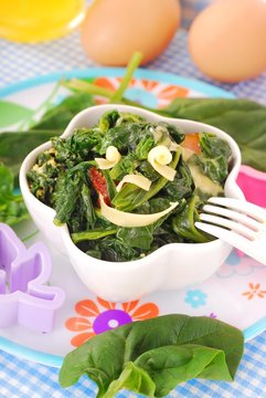 Naklejki boiled spinach with egg for baby