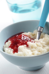 Rice pudding with jam