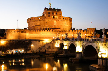 Castle of Saint Angelo in Rome at night