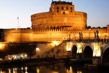 Castle of Saint Angelo in Rome at night