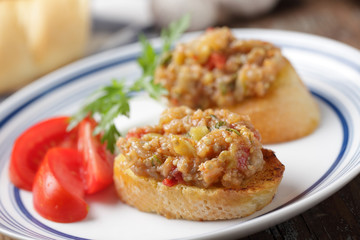 Sandwiches with eggplant caviar